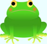 緑色のカエル（正面アングル）のイラスト