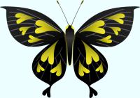 黄色いハート模様の蝶のイラスト
