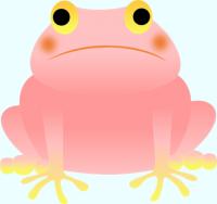 ピンク色のカエル（正面アングル）のイラスト