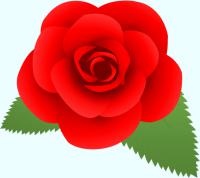 赤いバラ（葉付き）のイラスト