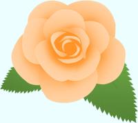 オレンジ色のバラ（葉付き）のイラスト