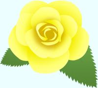 黄色いバラ（葉付き）のイラスト