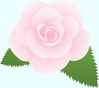 薄ピンクのバラ（葉付き）のイラスト