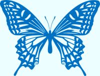 アゲハチョウのシルエットのイラスト（ブルー）